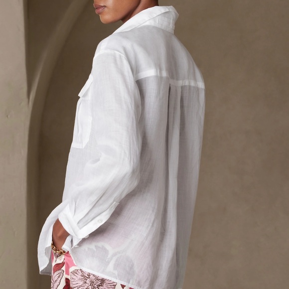 Banana Republic Tall Sheer Ramie Linen Shirt - Picture 3 of 12